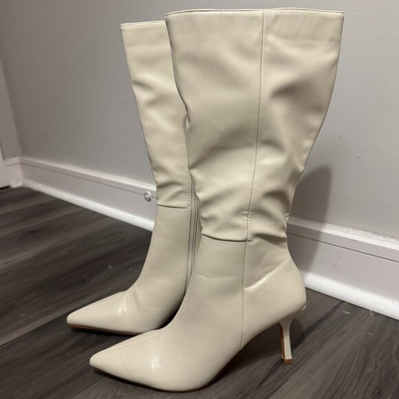 Princess Polly Shoes - Princess Polly Elodiee Knee High Boots in Cream